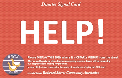 Redwood Shores Disaster Signal Card example